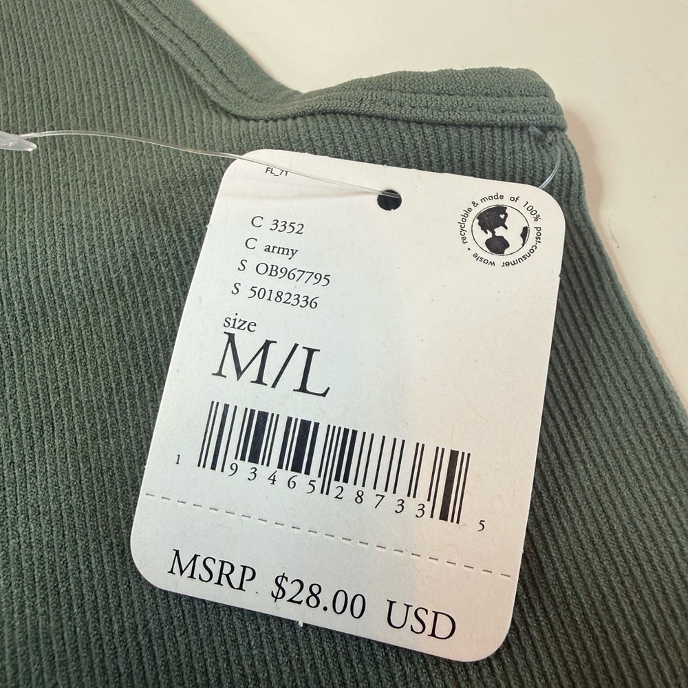 Intimately by Free People Army Green Ribbed Tank Top - Picture 2 of 5